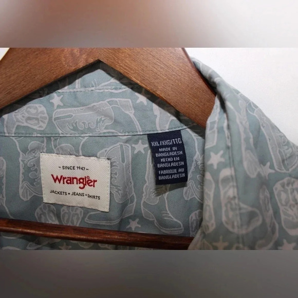 Men’s Wrangler Short Sleeve Pearl Snap Cowboy Boot Western Shirt Size XXL - Picture 8 of 13